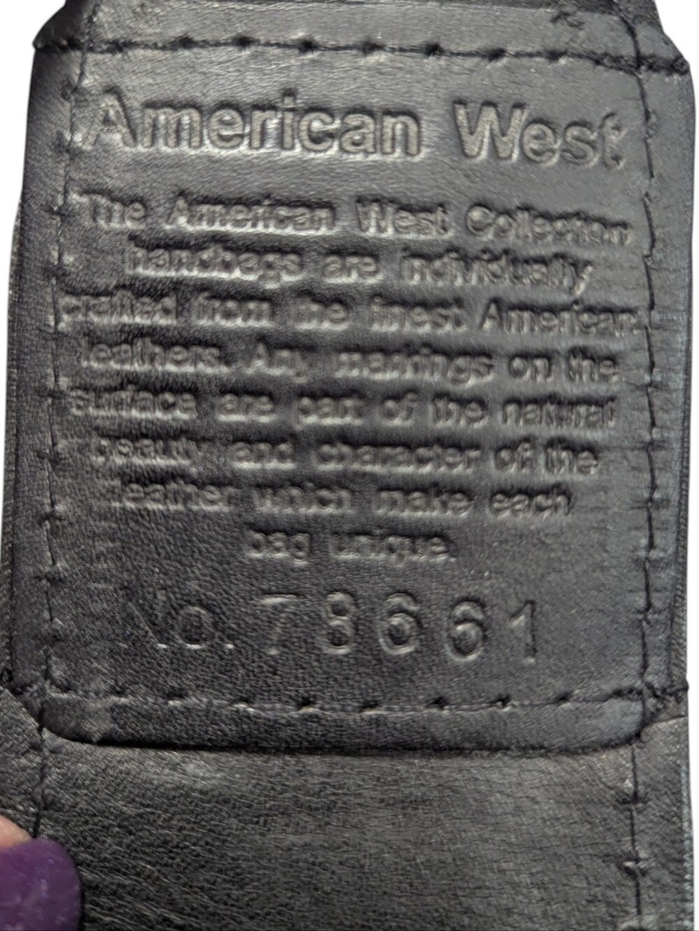 American West Black Western-Style Tooled Leather Satchel - Picture 5 of 10